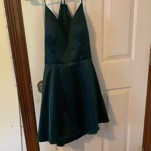 Dark green lace back homecoming/ prom dress